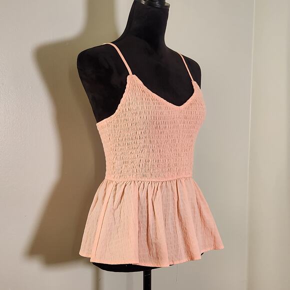 BIBI Peach Shirred Tank Top with Flared Waist, Size Small - Picture 4 of 10